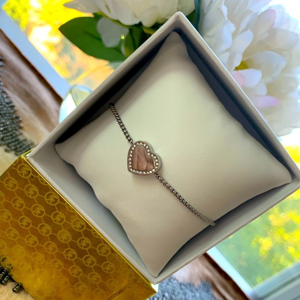 Michael KorsPave Logo Heart Slide Bracelet Silver